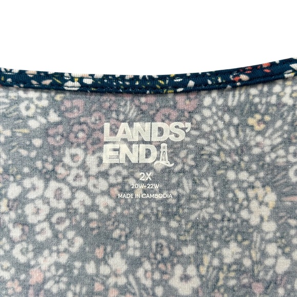 Lands' End women’s Cotton Modal Square Neck Tiered Maxi Dress 2X teal pockets - Picture 4 of 8